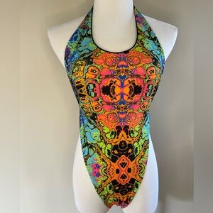 Freedom Rave Wear Vibrant Trippy Multicolor Bodysuit